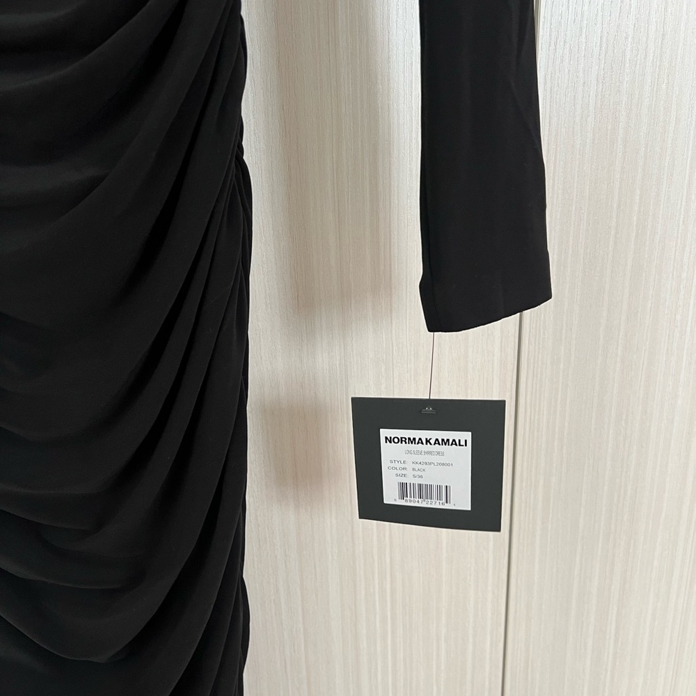 Norma Kamali black long sleeve midi dress
